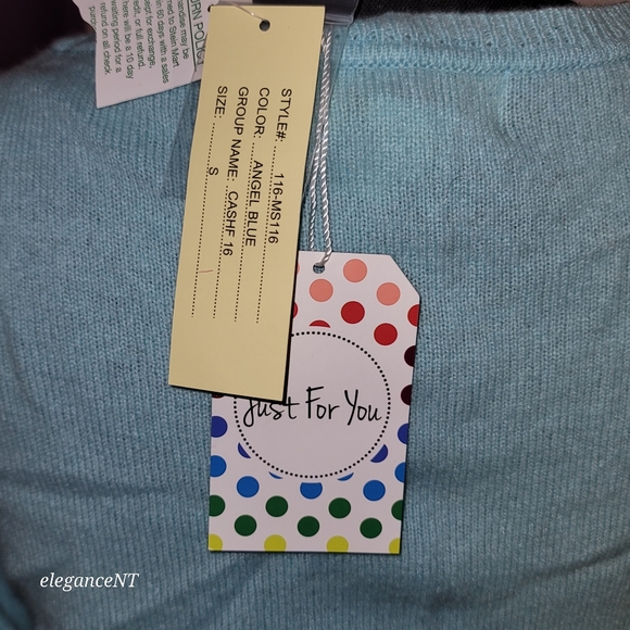 Peck & Peck  100% Cashmere Angel Blue Sweater Sz: Small NWT - Picture 5 of 9